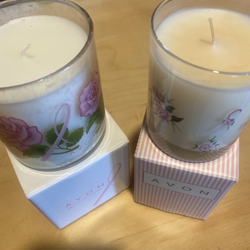 Avon 2-Breast Cancer 1999 & 2003 Candles NIB-scented-Relaxing‎